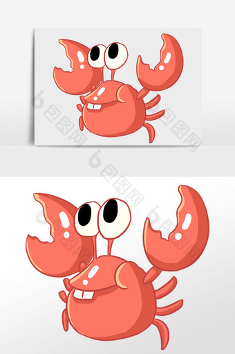 卡通小螃蟹插画元素图片