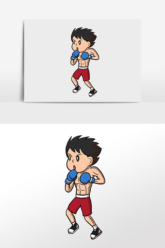 卡通拳击运动员比赛插画元素图片