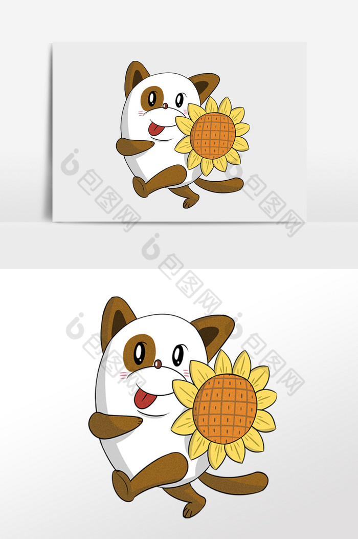 卡通可爱小狗和向日葵插画元素图片图片