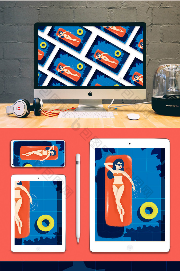 盛夏避暑比基尼美女素材