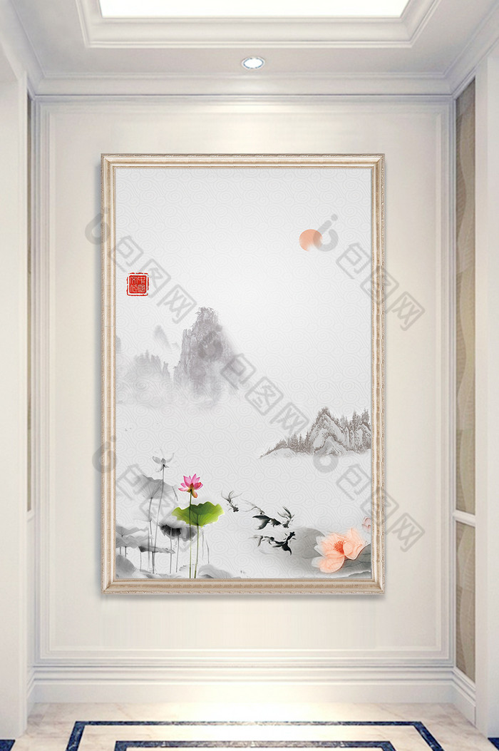 新中式花卉浮雕图片