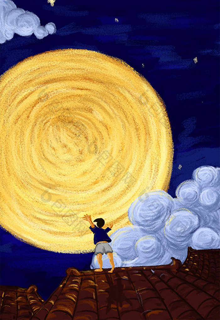 拥抱天空幻想插画图片