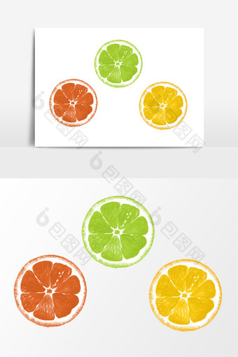 手绘植物柠檬青柠西柚免抠元素图片
