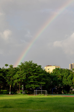 草地彩虹雨后彩虹