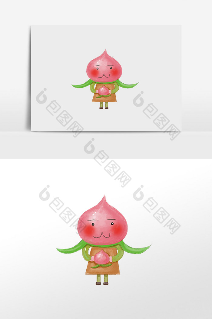 粉红桃子精灵插画