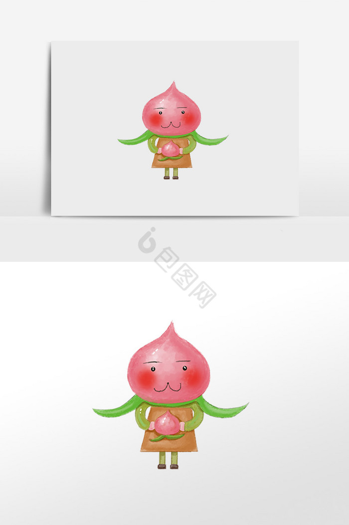 粉红桃子精灵插画图片