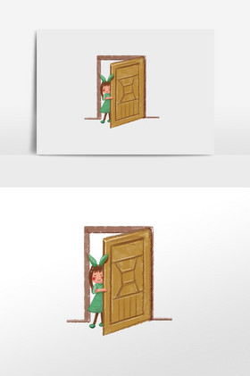 卡通开门图片-卡通开门素材免费下载-包图网