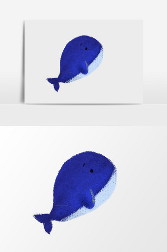 手绘蓝色鲸鱼插画元素图片