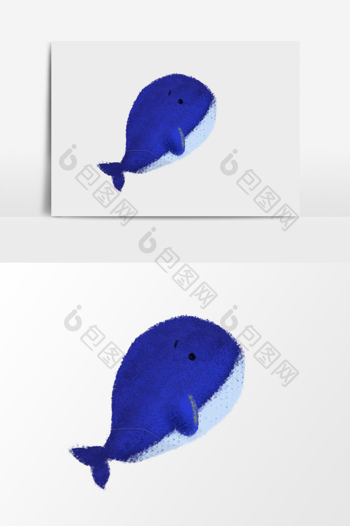 手绘蓝色鲸鱼插画元素