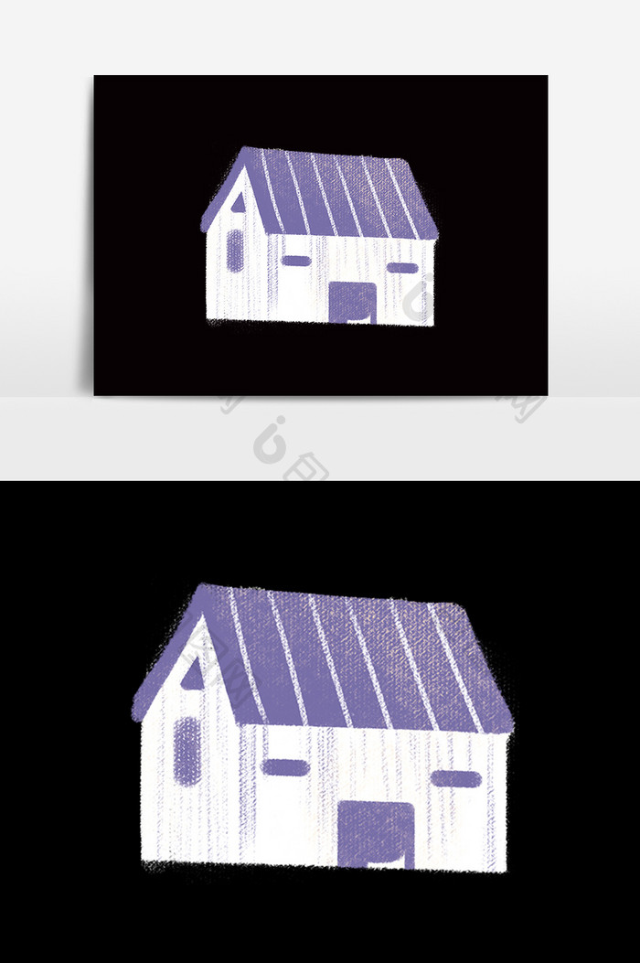 卡通免扣紫色房子