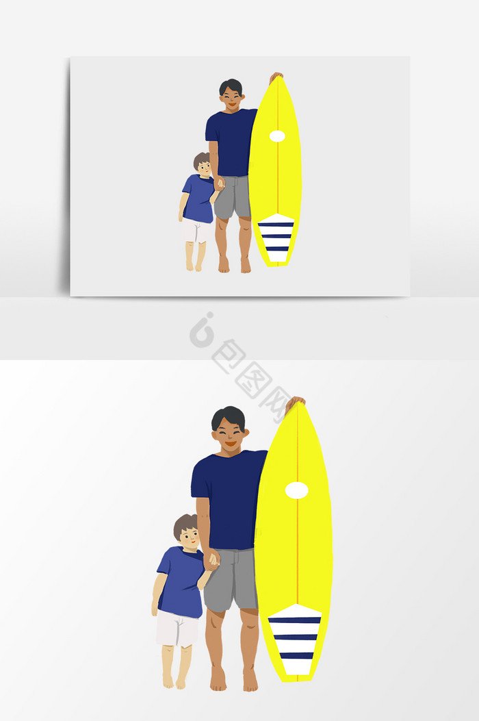 爸爸儿子冲浪板图片