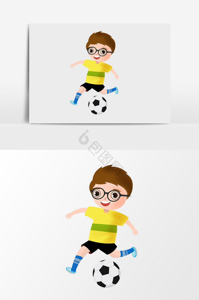 眼镜踢足球男孩图片