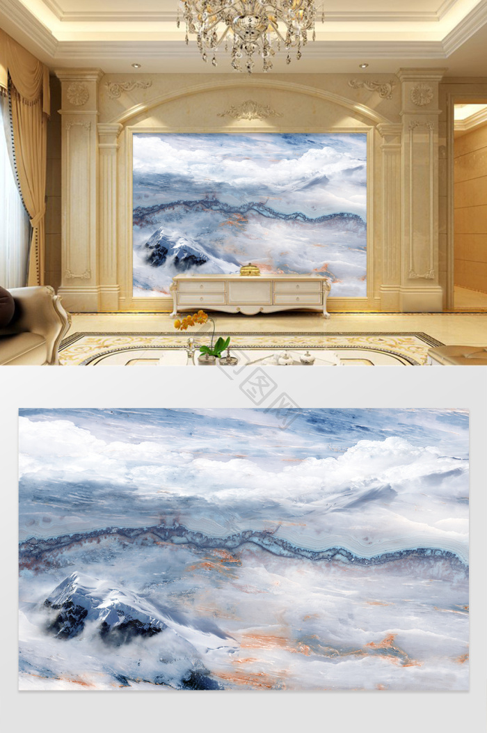 大理石纹定制艺术山水风景抽象背景墙