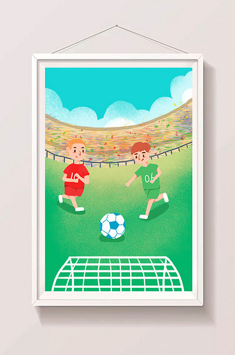小清新足球赛比赛插画图片