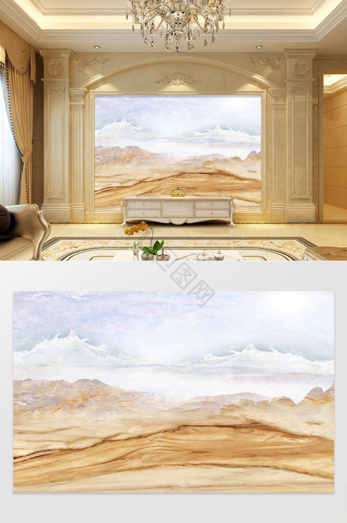 大理石纹定制抽象山脉印象风景背景图片