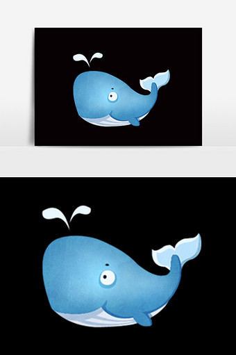 卡通蓝色鲸鱼素材图片