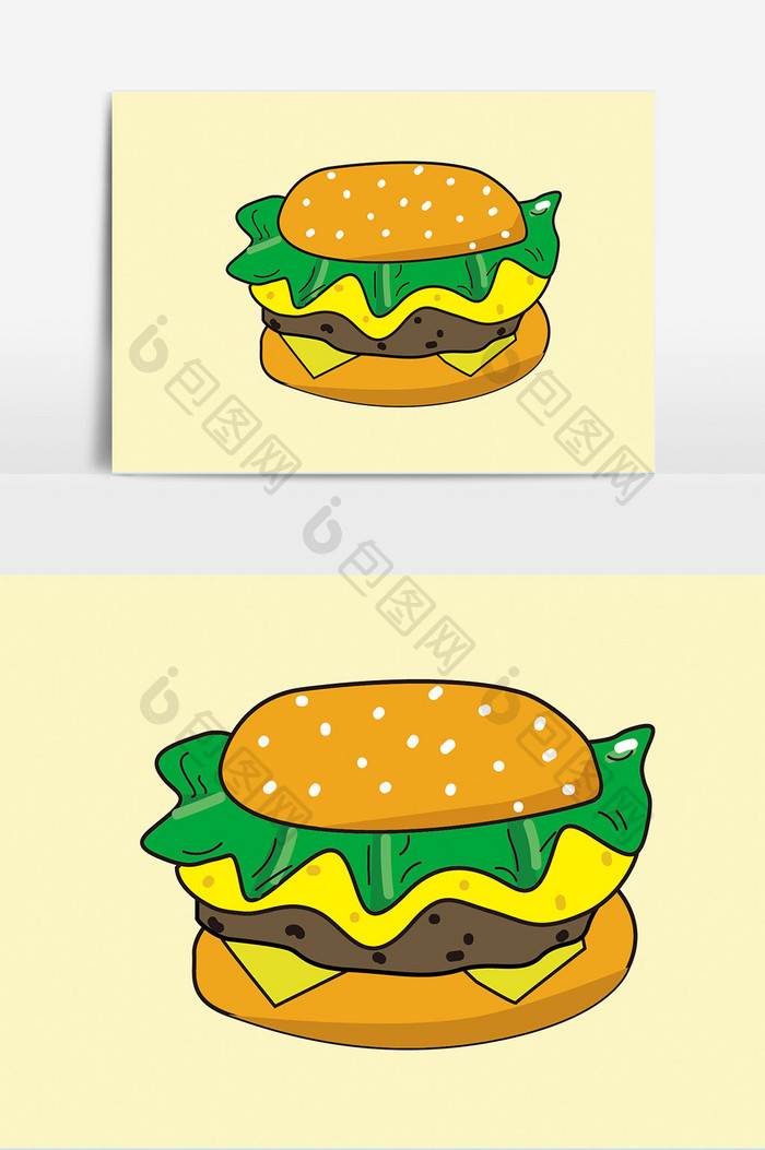 手绘卡通汉堡 Ai素材 包图网