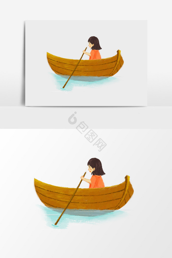 划船女孩图片