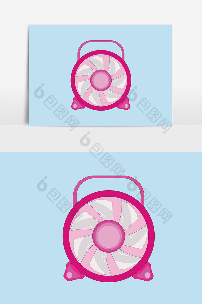 手绘粉色电风扇设计