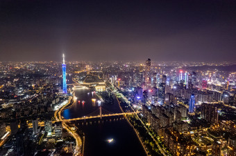 航拍广州琶洲CBD<strong>写字楼</strong>夜景