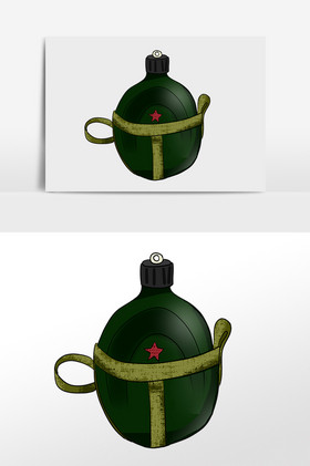 军队用品军用水壶插画