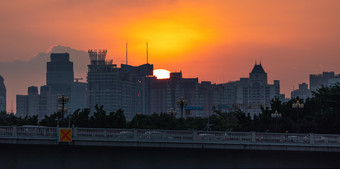 广州海心桥日出日落