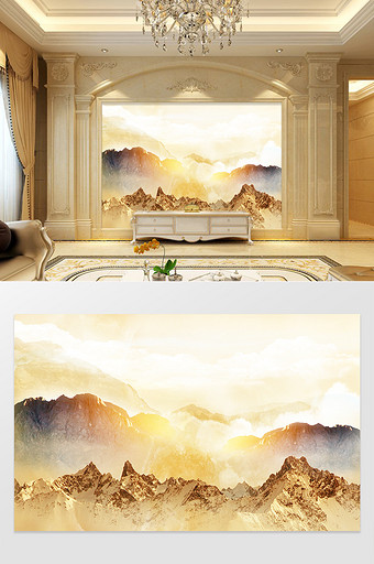 大理石纹定制云海山光背景墙图片