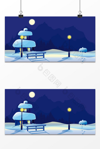 冬季城市夜景设计背景图图片