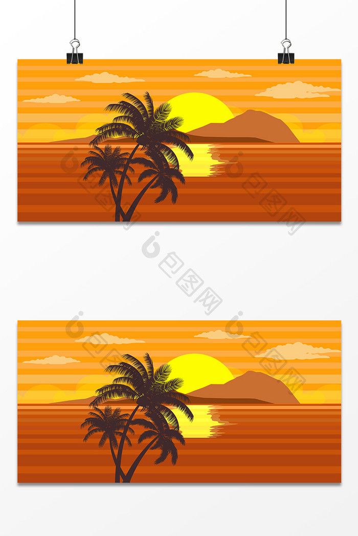 夏季椰子树设计背景图