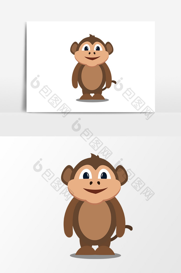 卡通手绘扁平小猴子元素图案素材