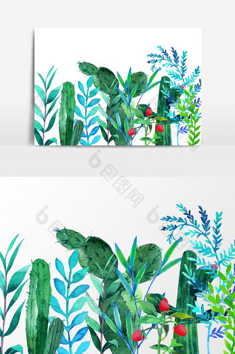 水彩植物无背景设计元素图片