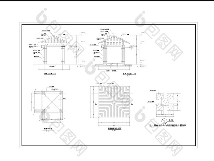 高层屋顶花园景观施工图CAD