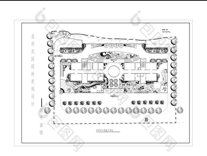 单位屋顶花园园林景观设计方案CAD