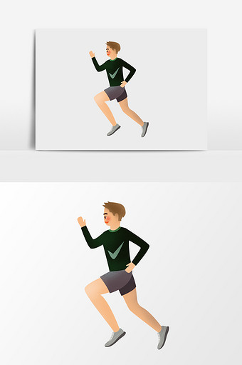 手绘卡通跑步男人图片