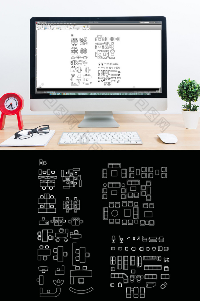 CAD办公家具平面模块图片图片