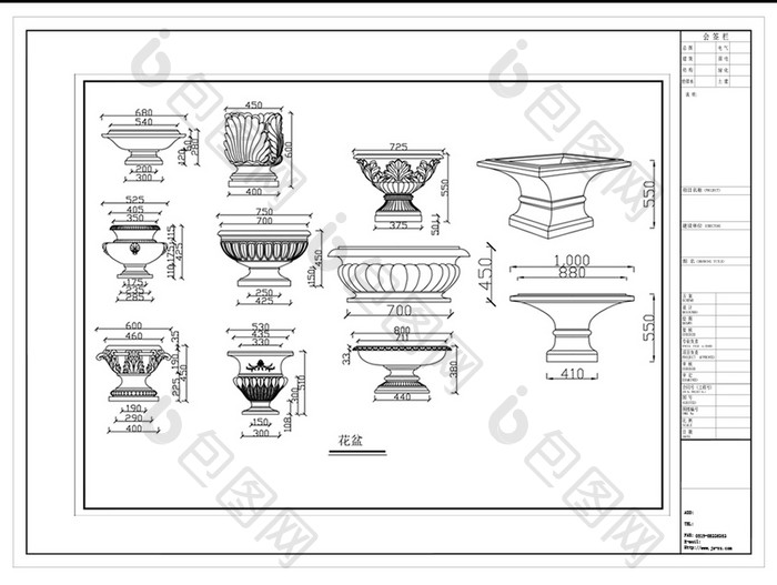 CAD花盆立面模块