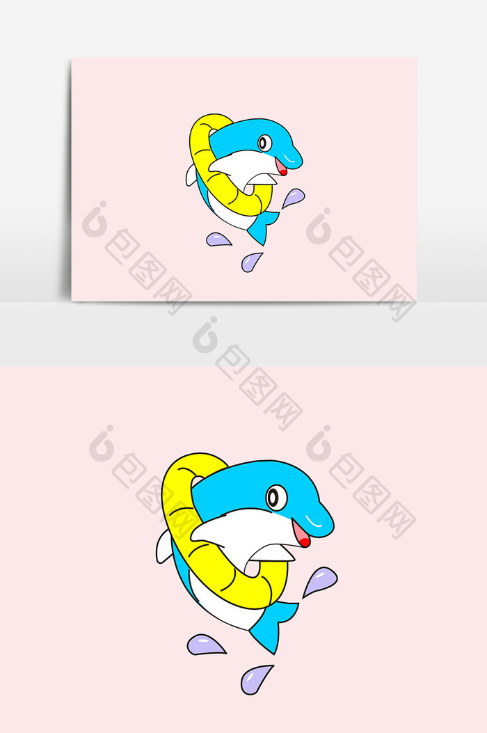 手绘游泳海豚设计