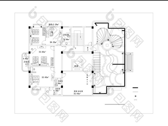 宿舍楼屋顶花园景观设计CAD