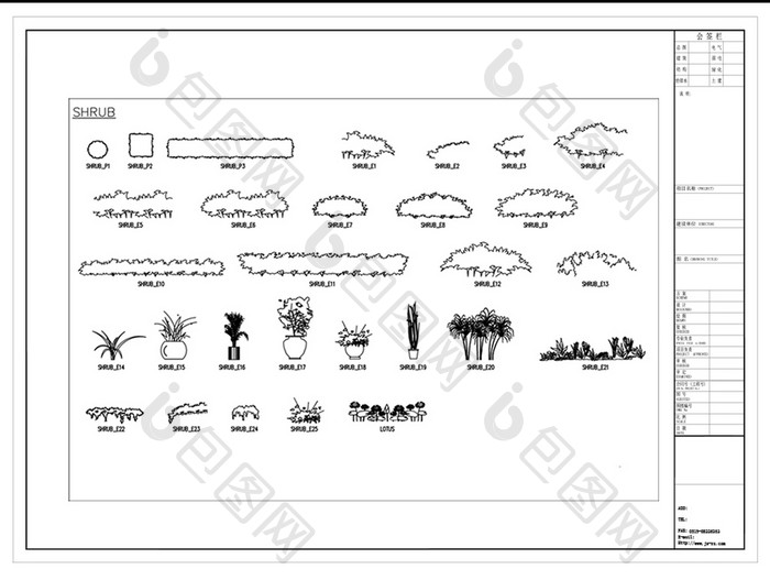 CAD花园绿植模块