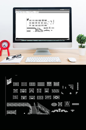 CAD楼梯及铁艺栏杆扶手