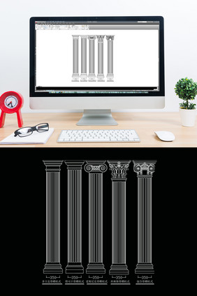 CAD罗马柱造型图例
