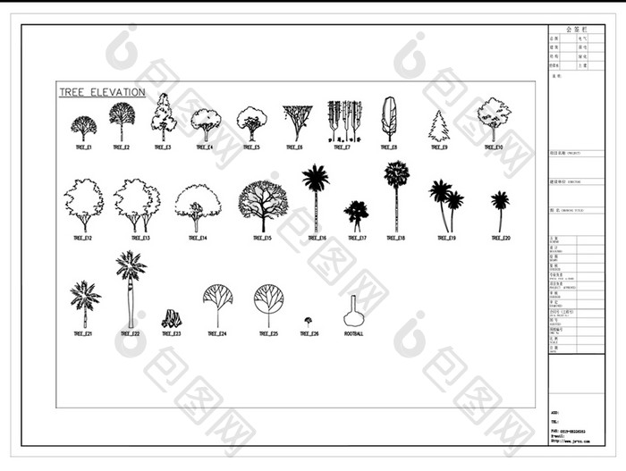 CAD绿植立面图例