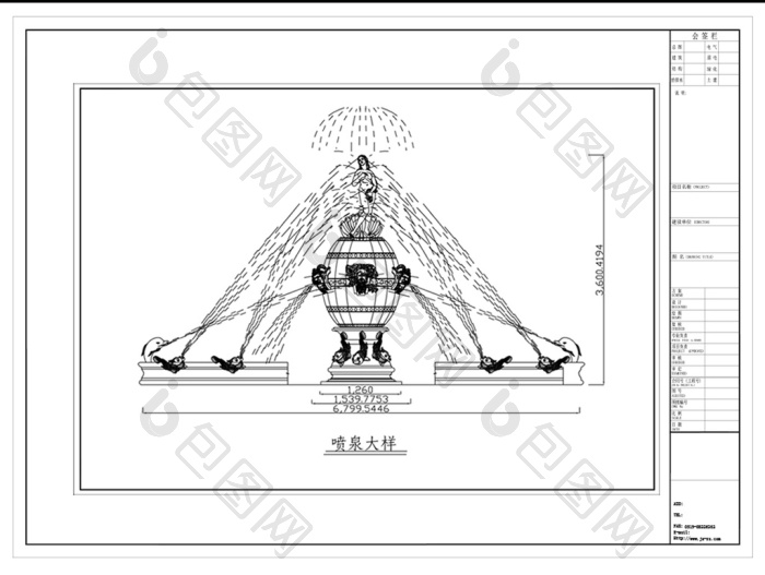 cad花园喷泉模块图纸-包图网