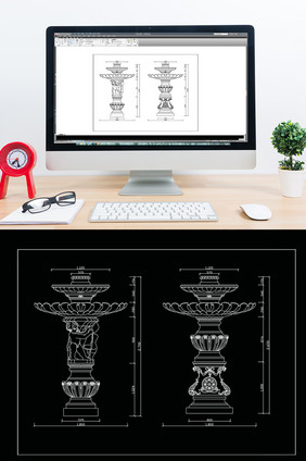 花园喷泉造型CAD图例