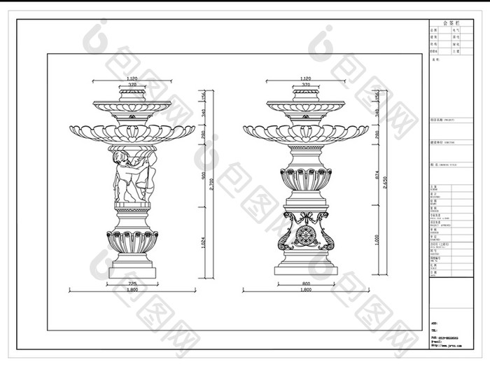 花园喷泉造型CAD图例