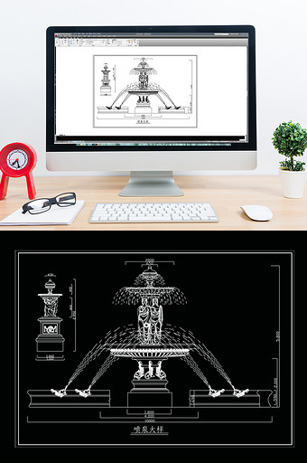 CAD欧式喷泉造型图例图片