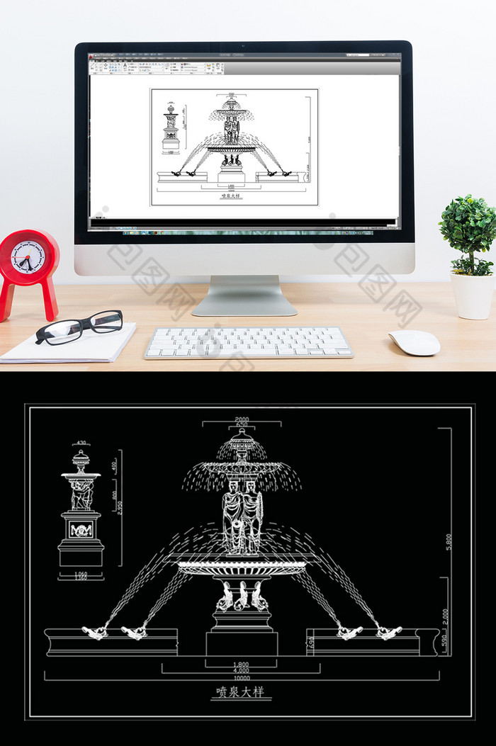 CAD欧式喷泉造型图例图片图片