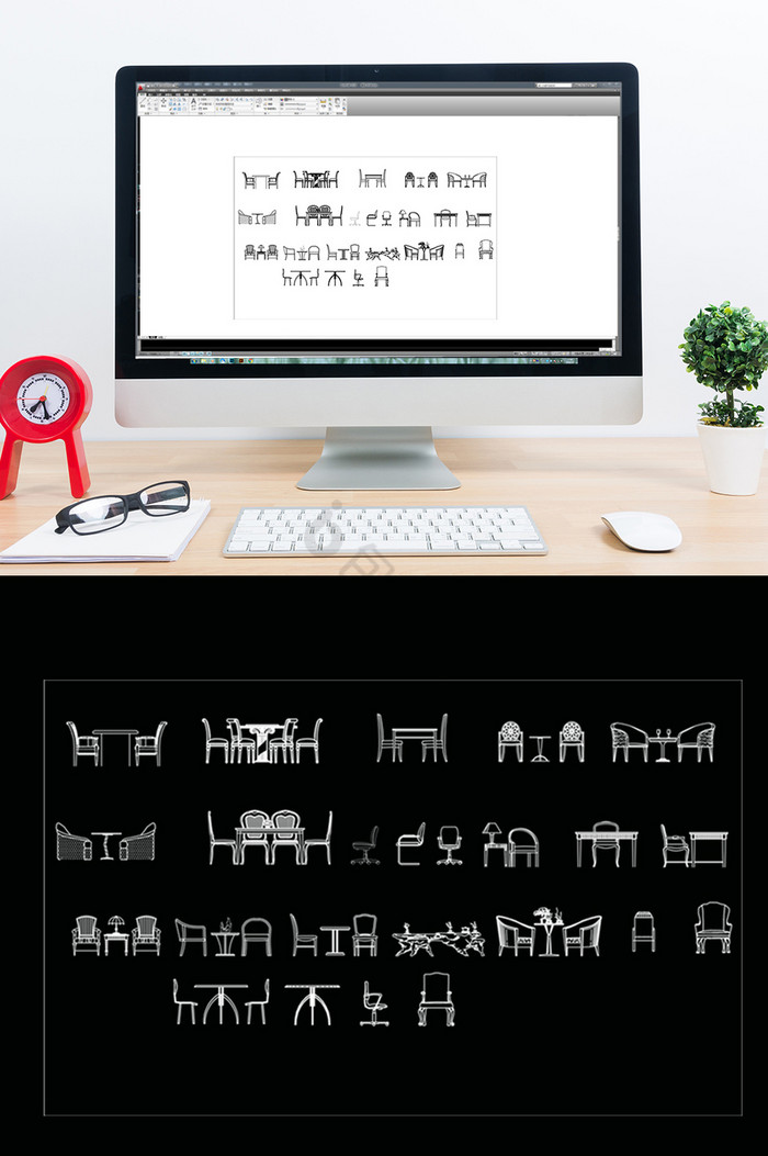 CAD家具立面图库图片