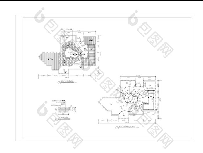 屋顶花园景观设计施工图CAD