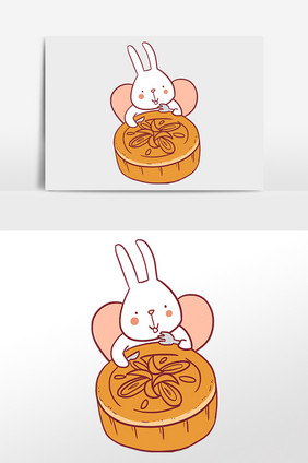 小白兔用餐插画元素